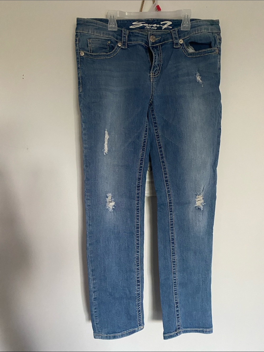 Seven7 Women's Light Blue Skinny Distressed Jeans Ladies Clothes